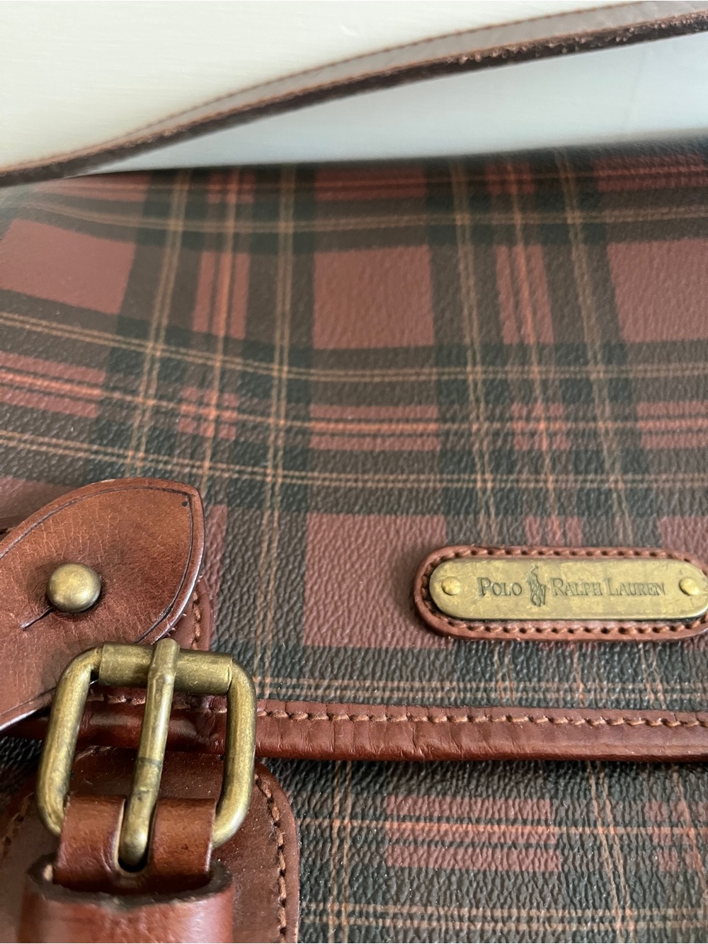 Vintage Ralph Lauren Polo Red Plaid Messenger Bag 80s 90s - Picture 11 of 15